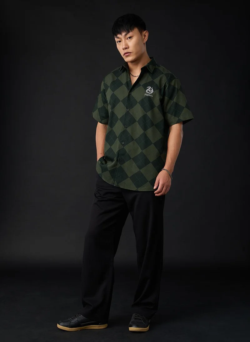 The Souled Store  The Souled Store Men Harry Potter Green Checkered Oversized Shirts for Men | Best Price UAE