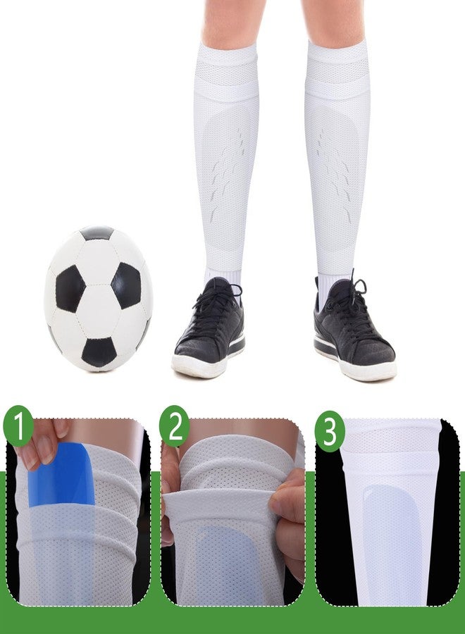Shupakul 4 Set Grip Soccer Socks with Shin Guard Sleeves,Anti-Slip Soccer Sock Shin Guard Sleeve for Teens Men Women,White Non-Skid Athletic Socks Shin Guard for Sport Training Athletics - Image 5