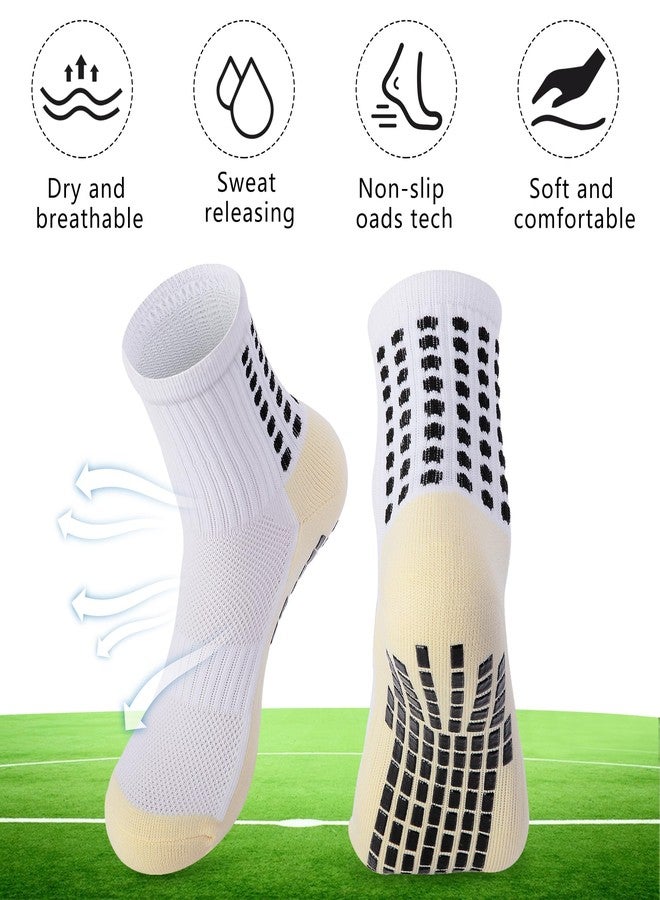 Shupakul 4 Set Grip Soccer Socks with Shin Guard Sleeves,Anti-Slip Soccer Sock Shin Guard Sleeve for Teens Men Women,White Non-Skid Athletic Socks Shin Guard for Sport Training Athletics - Image 3