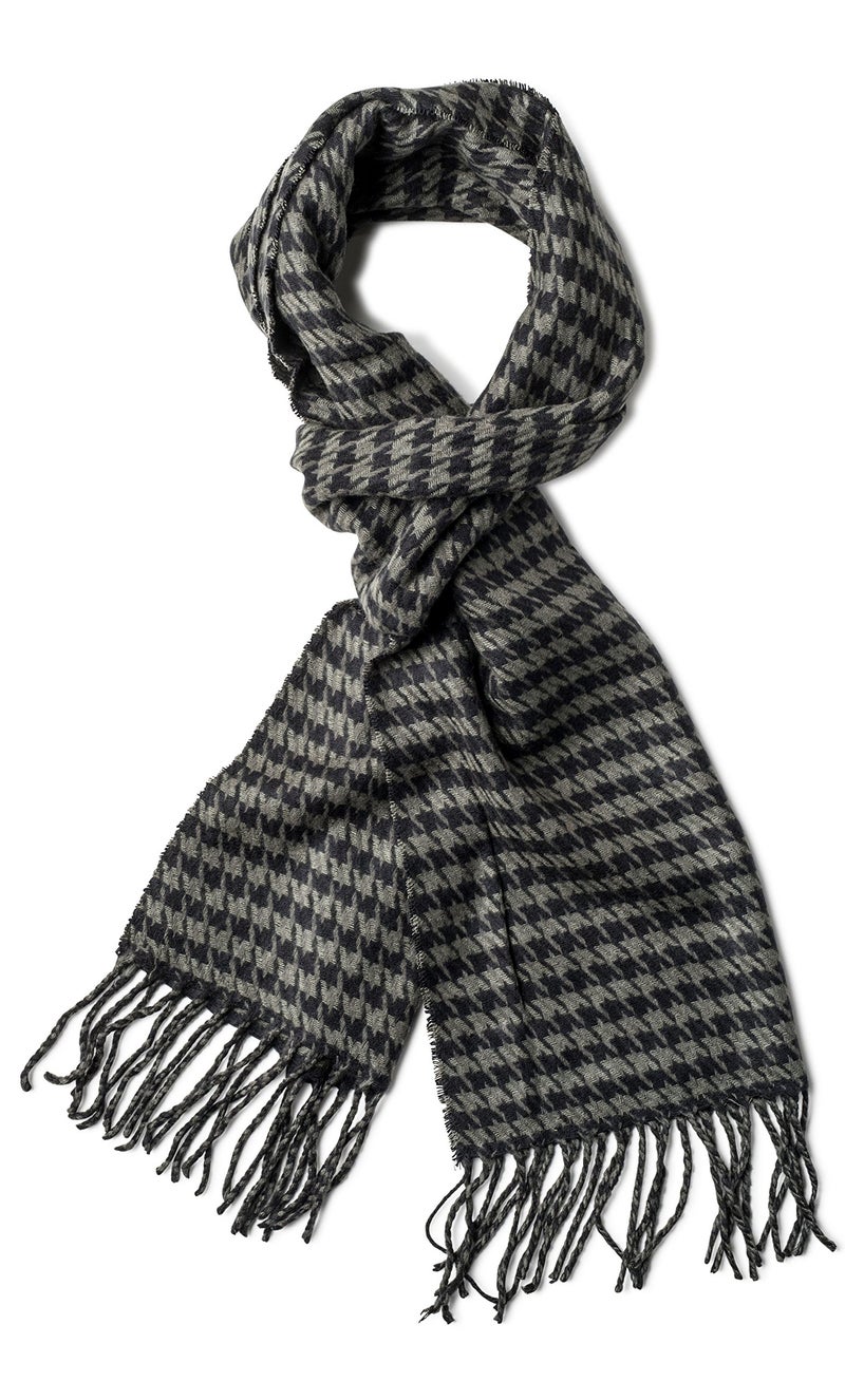 VERONZ Super Soft Luxurious Classic Cashmere Feel Winter Scarf (Black Grey Houndstooth) - Image 1