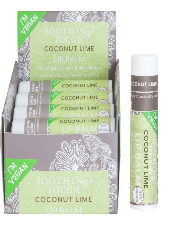 Soothing Touch Coconut Lime Vegan Lip Balm, .25 oz (85% Organic (Case of 12
