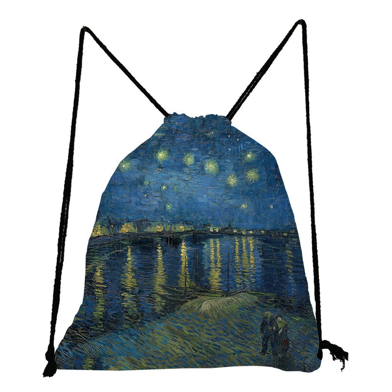 Oil Painting Printing Storage Bag Multi-Functional Campus Student Shoulder Bag Outdoor Travel Bundle Pocket - Image 1