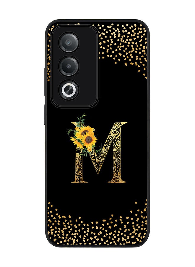 Stylizedd For Oppo A3 Pro / A80 Case,Slim fit Camera Protection, Shockproof Thin Phone cover - Custom Floral Monogram - M ( Black ) - Image 1