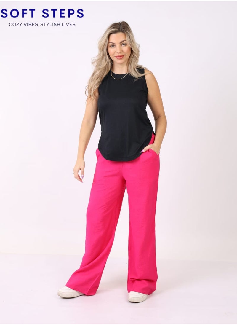 Linen Spanish Pink High-quality pure pants for your daily use Size L