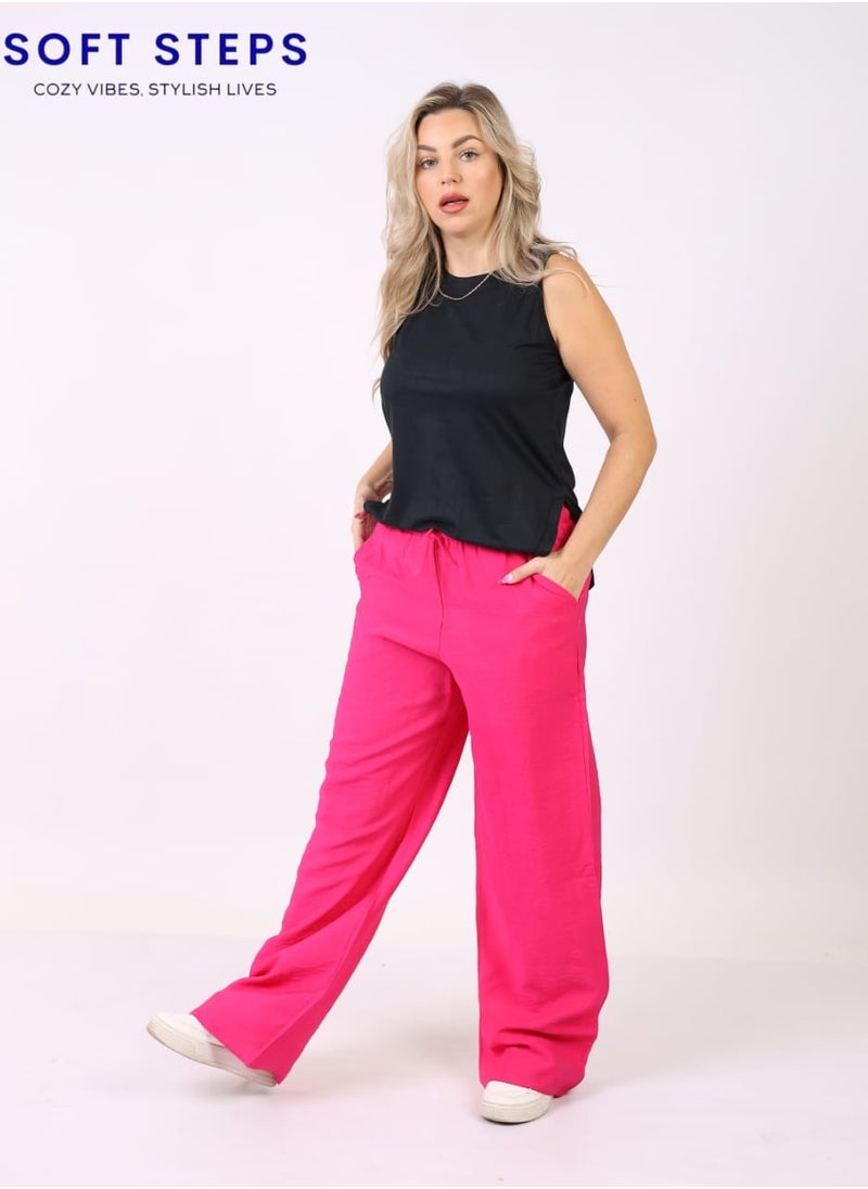 Linen Spanish Pink High-quality pure pants for your daily use Size L