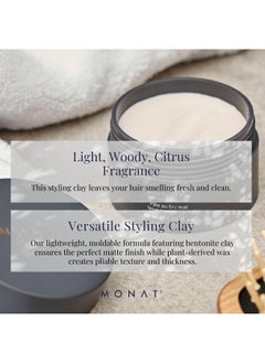 monat MONAT Matte Styling Clay for Men - Water and Clay-Based Hair Paste to Create Thicker-Looking Hair, Easy-to-Shape Net Wt. 45 ml / 1.52 fl. oz.  - Image 5