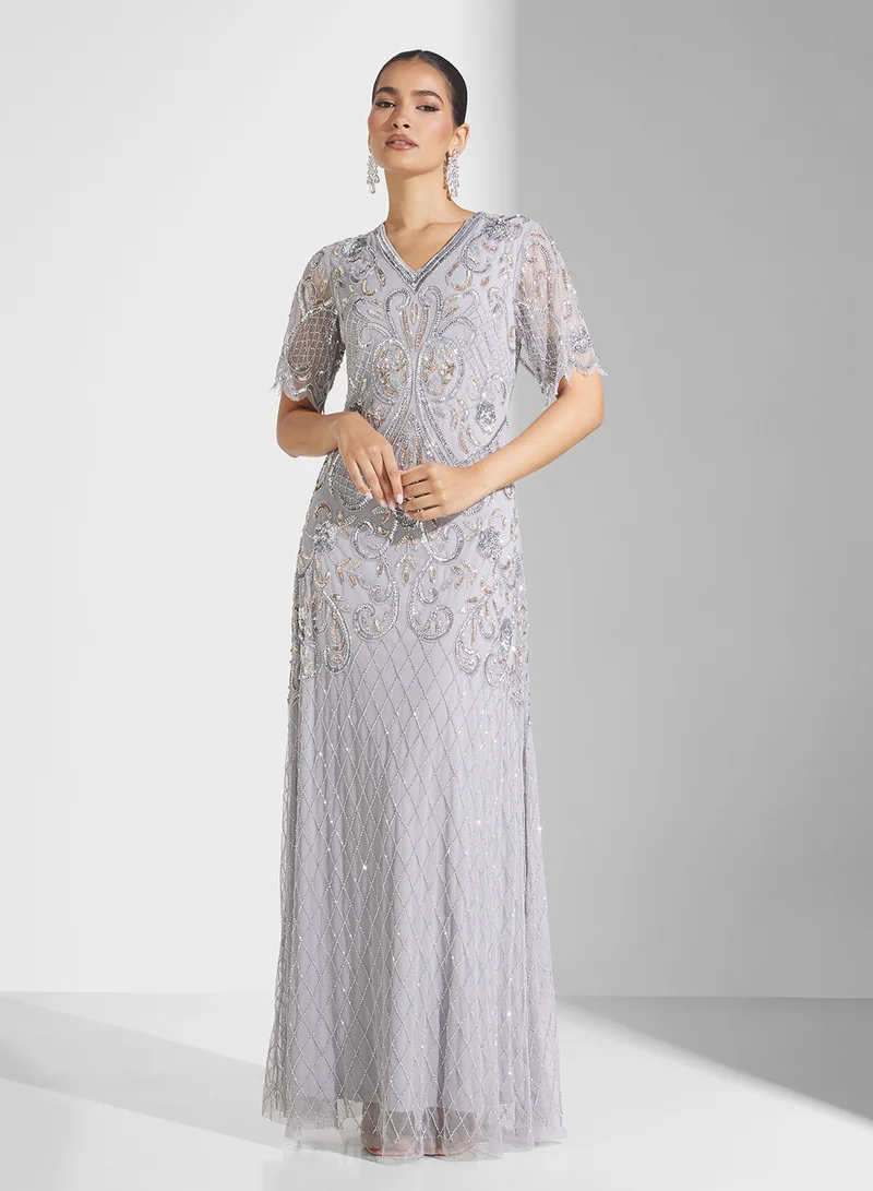 Frock and Frill Embellished Evening Dress
