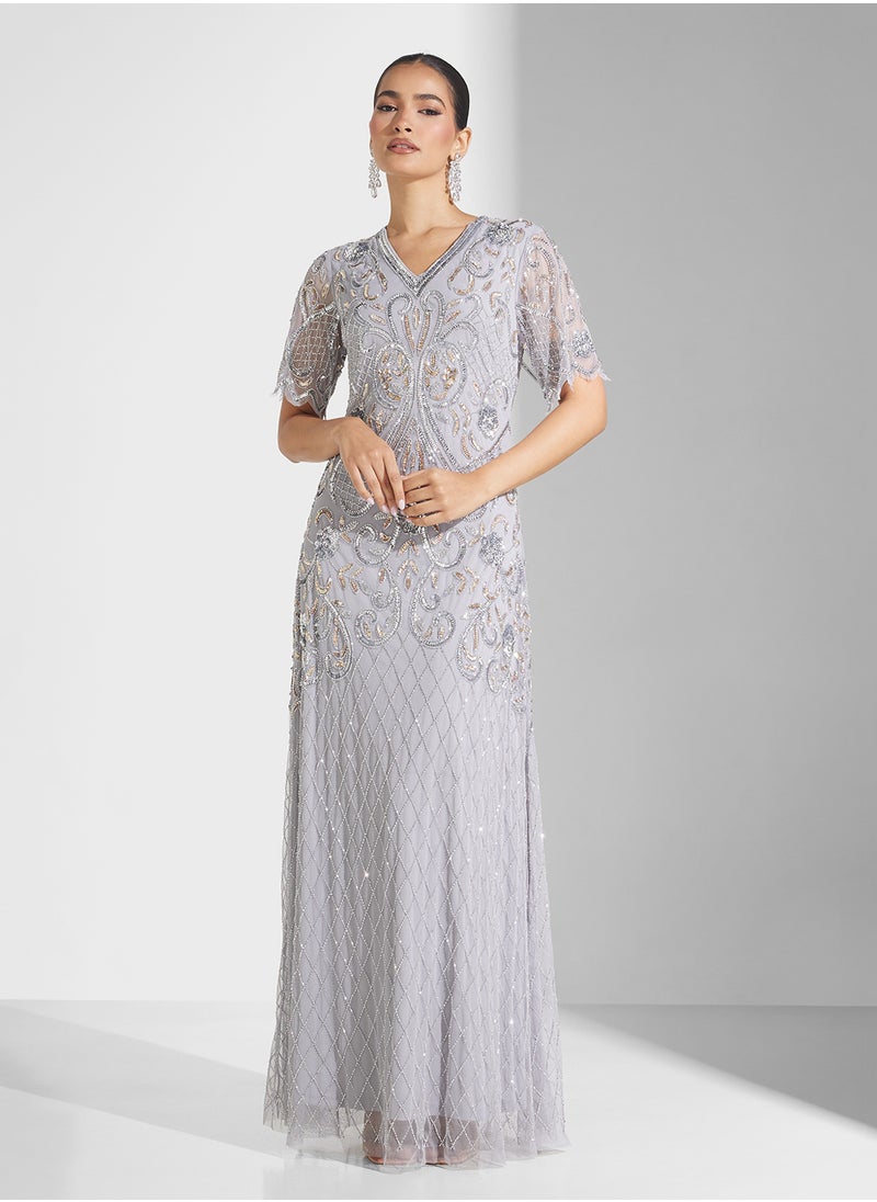 Frock and Frill - Mesh Detailed Maxi Dress - Image 1