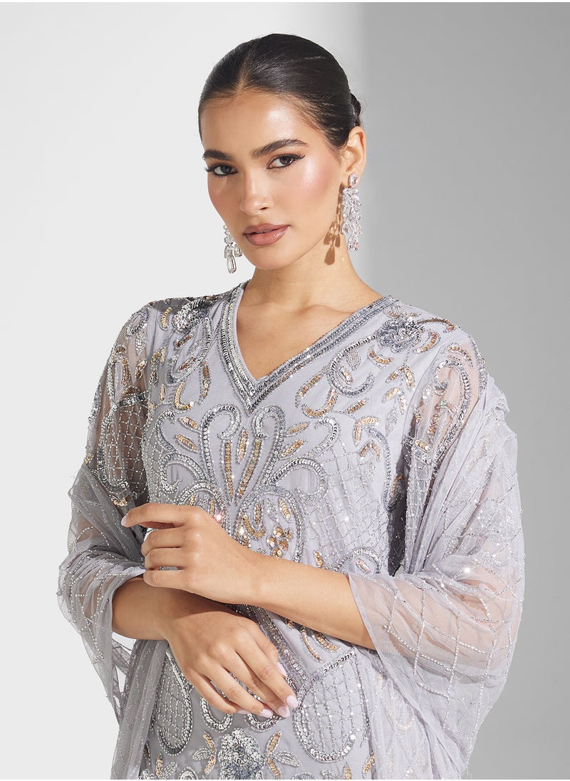 Frock and Frill - Mesh Detailed Maxi Dress - Image 1