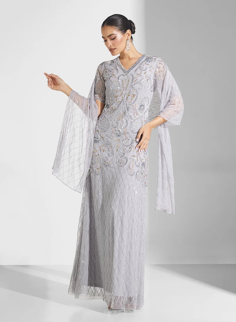 Frock and Frill Embellished Evening Dress