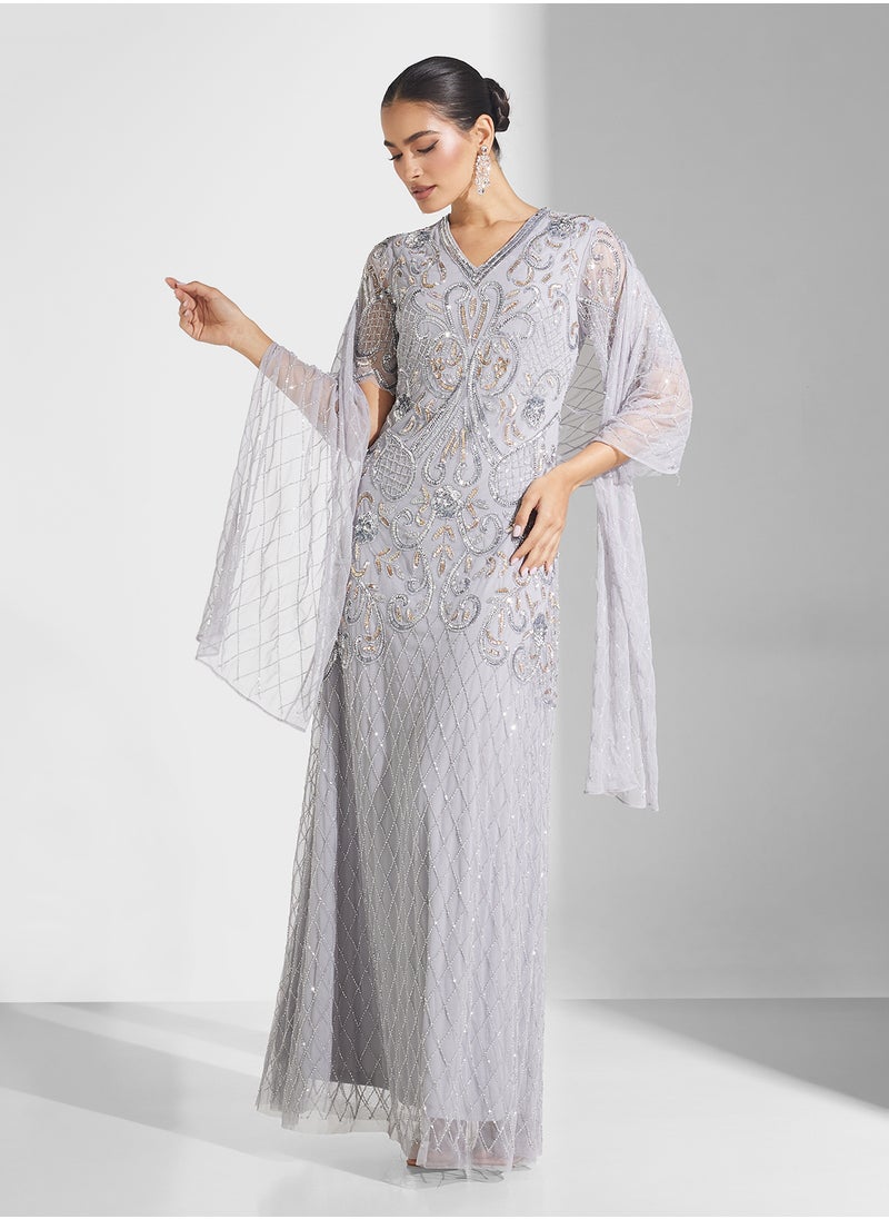 Frock and Frill - Mesh Detailed Maxi Dress - Image 1