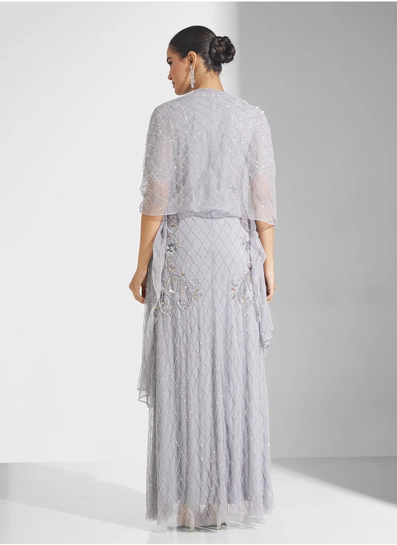 فروك اند فرل Mesh Detailed Maxi Dress