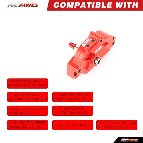 RCAWD 57T Chrome Spur Gear Transmission Gearbox Set Center Motor Mount for Typhon Senton Big Rock Granite Vorteks Infraction Vendetta 3s Mega Kraton Outcast 4S Upgrade for ARRMA 110 18 3S 4S - Image 5
