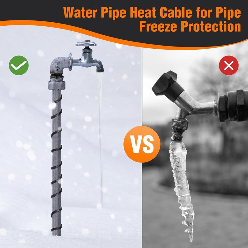 LantingMing 24FT Heat Tape for Water Pipes Roof & Gutter Snow De-Icing Heat Cable 24 feet 5 Watts Per Foot, Water Line Heat Tape Keeps Water Flowing at -40°F 5W/FT, 120V (24FT) - Image 3