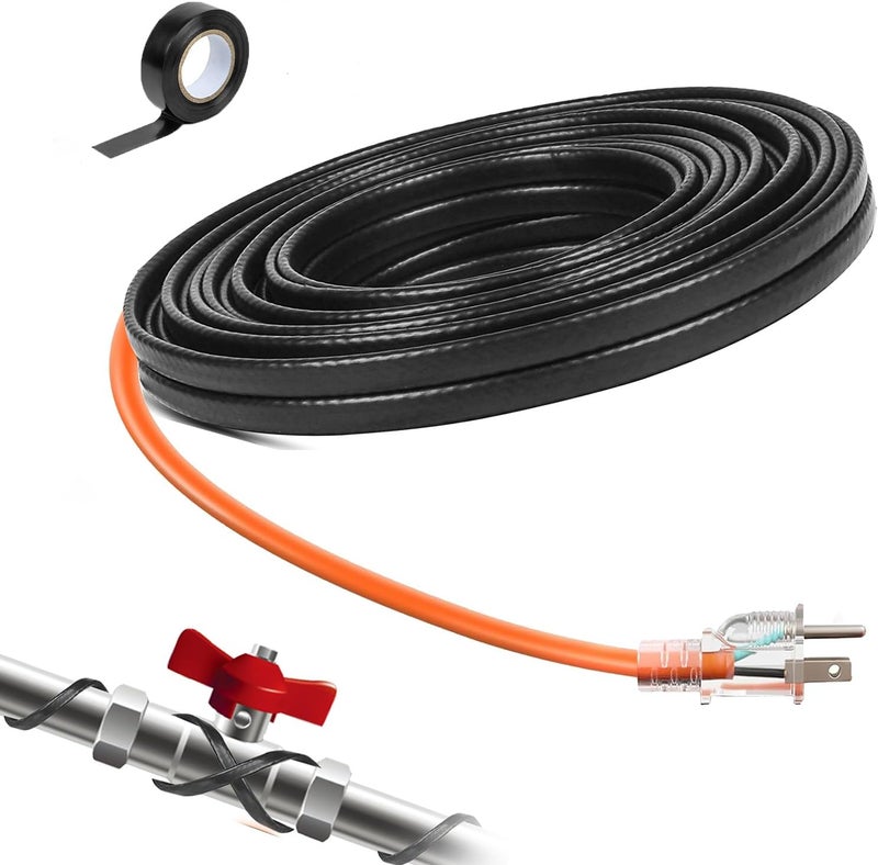 LantingMing 24FT Heat Tape for Water Pipes Roof & Gutter Snow De-Icing Heat Cable 24 feet 5 Watts Per Foot, Water Line Heat Tape Keeps Water Flowing at -40°F 5W/FT, 120V (24FT) - Image 1