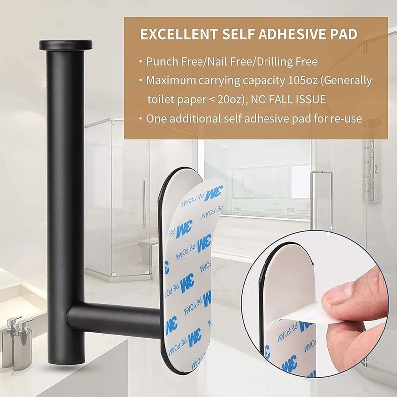 GoodTool Stainless Steel Toilet Paper Holder - Wall Mount Self Adhesive Bathroom Paper Towel Roll Holder (2Pcs) - Image 3