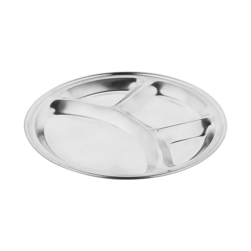 ROLIMOLI Stainless Steel Round Partition Plate 4 in1 Bhojan Thali/Dinner Plate (Size : 13inch | Pack of 1) - Image 3
