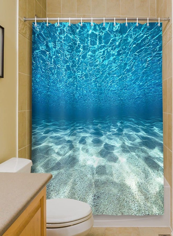 MERCHR Blue Ocean Beach Shower Curtain, Nature Underwater Sea World Scene Bathroom Curtains Waterproof Fabric, 71 x 71 Inches - Image 3
