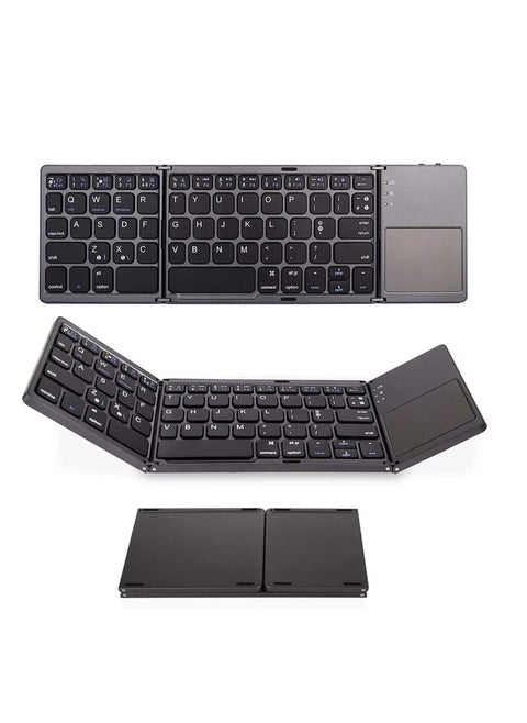 Wireless Folding Keyboard - Ultra Slim BT Keyboard with Touchpad & Stand Holder, USB Rechargeable Keyboard for Android, Windows System Laptop, Tablet, Smartphone