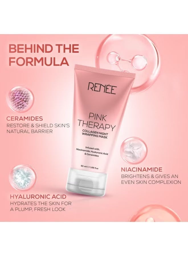 رينيه قناع الوجه الليلي بالكولاجين من رينيه بينك ثيرابي | لبشرة شابة ومرطبة | يُحسّن ملمس البشرة ومرونتها | يُعزز حاجز البشرة | غني بحمض الهيالورونيك والنياسيناميد | 50 مل - Image 4