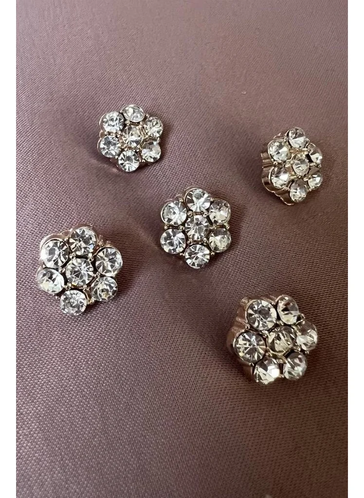 Ritnice Papatya Set of 5 Gold Metal with Stone Button 1.4 cm