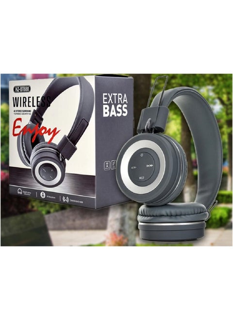 HZ-BT680 Wireless Bluetooth Headset - Microphone - FM Radio - Card Slots - Folding Compatible for Mobile and Computer/Gray