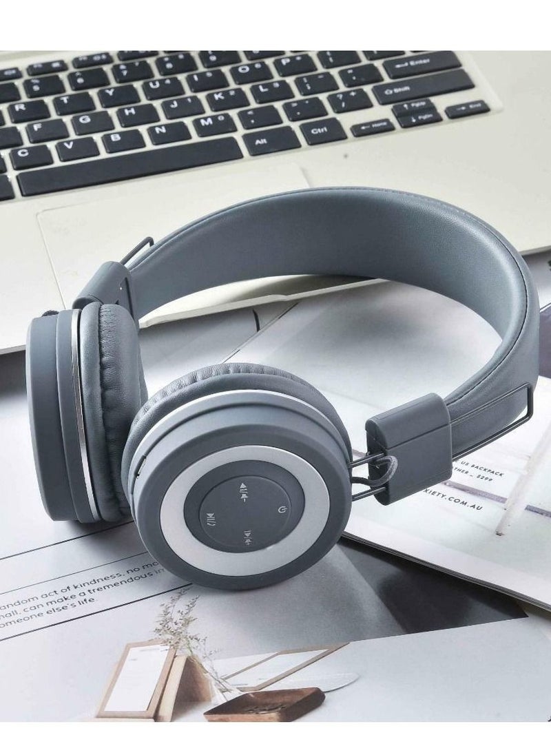Generic - HZ-BT680 Wireless Bluetooth Headset - Microphone - FM Radio - Card Slots - Folding Compatible for Mobile and Computer/Gray - Image 1