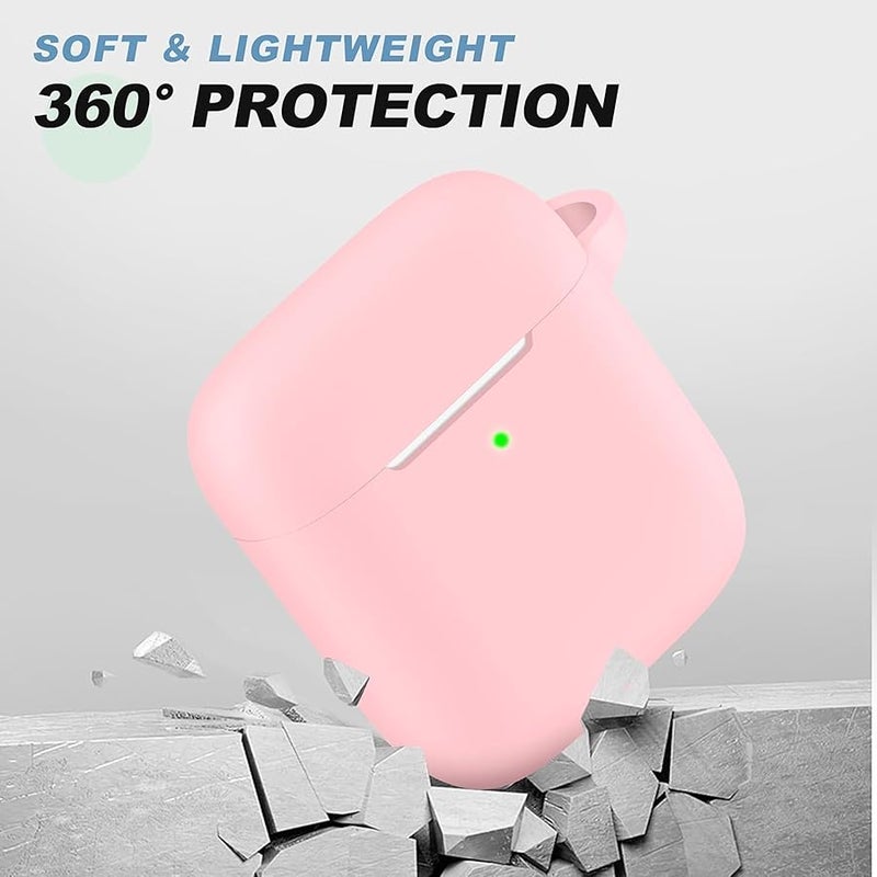 Woyinger for AirPods Case Cover, Come with Clean Pen，Soft Silicone Protective Cover with Buckle for Women Men Compatible with Apple AirPods 2nd 10st Generation Charging Case, Front LED Visible,Pink - Image 5