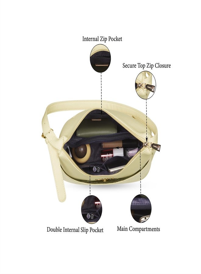 Caprese Minato Hobo Medium Bag for Women | Stylish, Versatile Handbag with Adjustable Strap for Everyday Use | Perfect for Casual Outings, Work, Travel and Special Events (Dark Beige) - Image 3