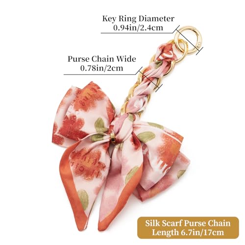 ZOOEASS Bag Extender Chain with Bow Ribbon Purse Chain Extender for Crossbody Bag Charms Women Handbag Decoration Accessories(Orange) - Image 2