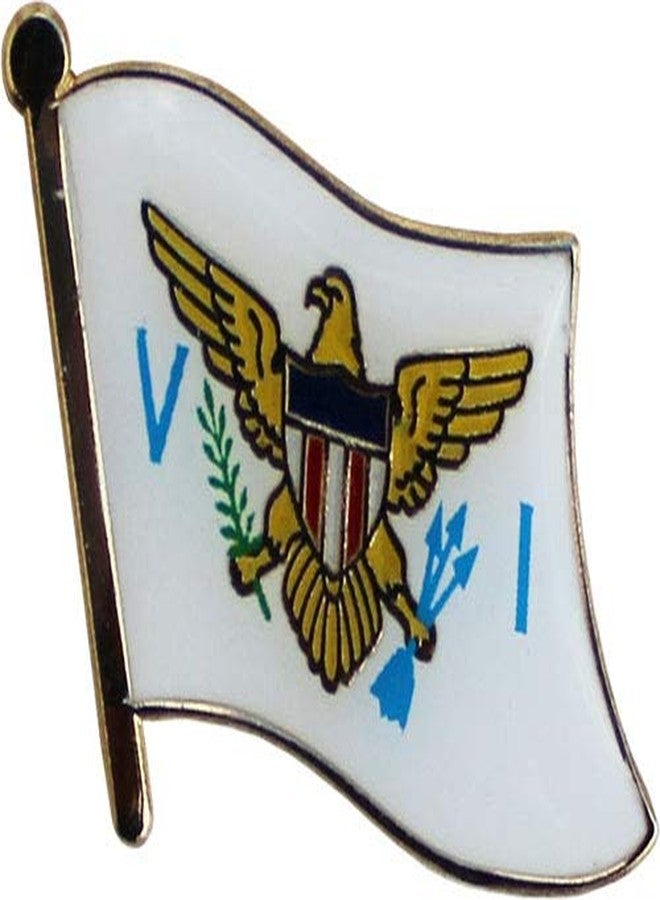 فلاجلاين دبوس طية صدر السترة المعدني المصبوب على شكل علم جزر العذراء الأمريكية، مزود بمشبك فراشة للإغلاق - Image 2