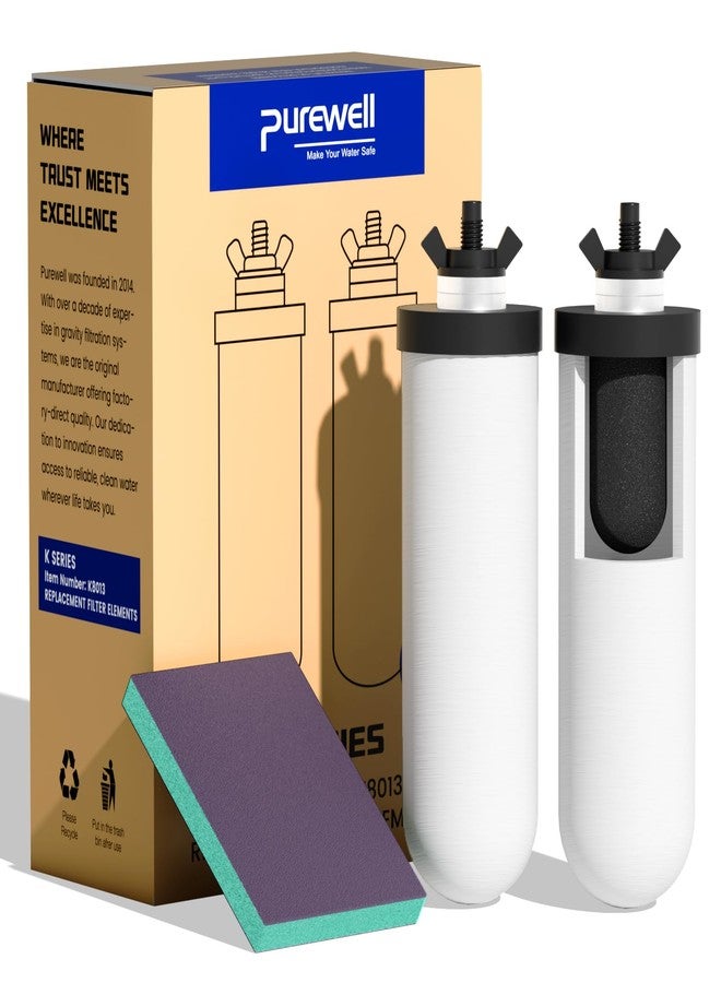 Purewell PF-4 Ceramic Purification Elements, Replacement Filters for ProOne® and Berkey® Filters, ProOne® or Berkey® Big+ Countertop Gravity Water Filter System and Purewell System (2 Pack, K Series) - Image 1