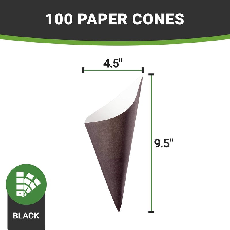 Restaurantware Conetek 10Inch EcoFriendly Black Finger Food Cones Perfect for Appetizers  FoodSafe Paper Cone  Disposable and Recyclable  100CT - Image 4