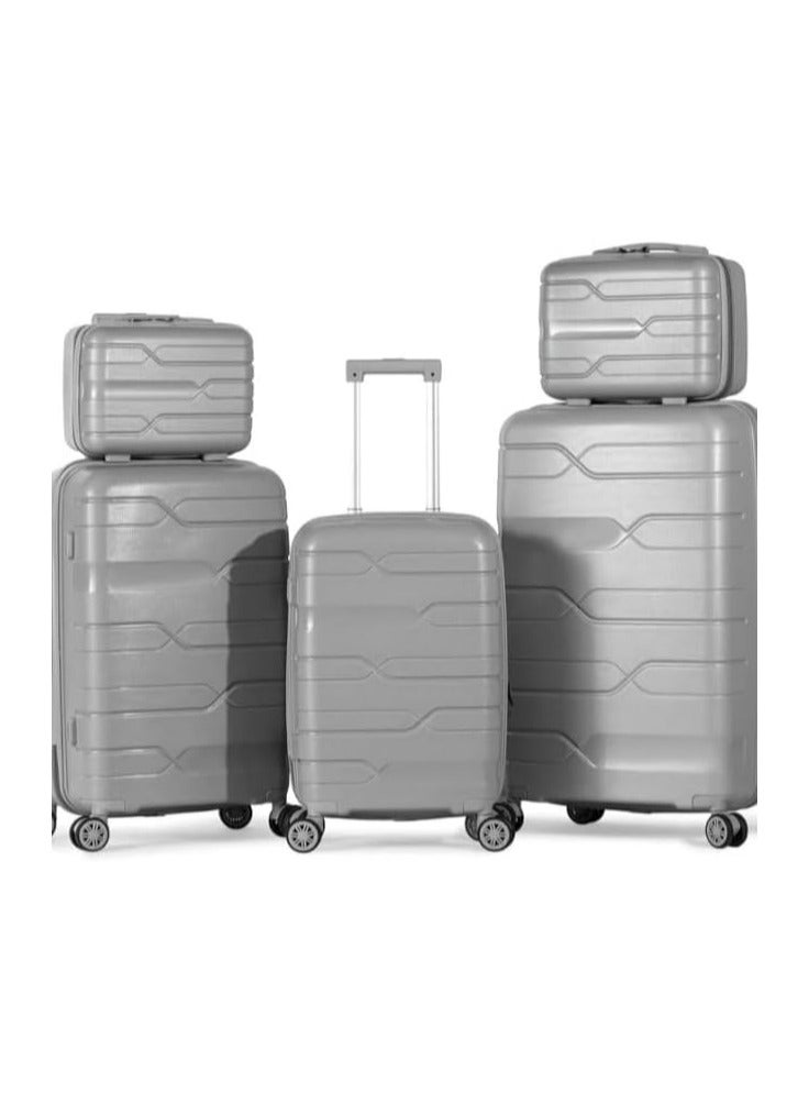 5-Piece Unbreakable Luggage Set – Equipped with a security lock, expandable zipper, and 360° silent spinner wheels – Gray - Image 1