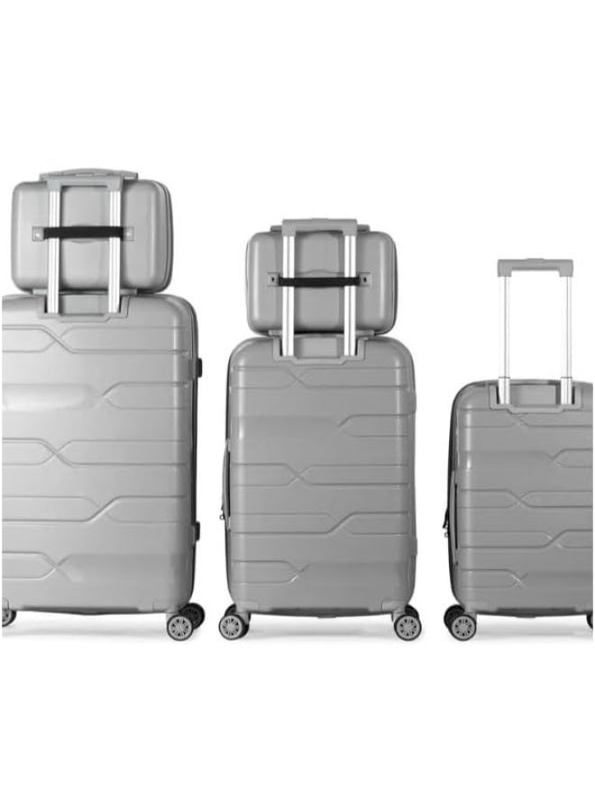 5-Piece Unbreakable Luggage Set – Equipped with a security lock, expandable zipper, and 360° silent spinner wheels – Gray - Image 2
