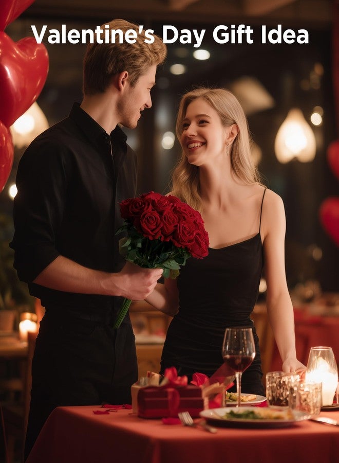 InnoGear 50 Pcs Red Roses Artificial Flowers, Fake Velvet Silk Rose Bulk Faux Flower for Decoration DIY Wedding Centerpieces Proposal Bridal Bouquets Shower Party Home Floral Decor (50, Red) - Image 5