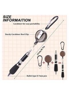 Y&D Carabiner Pens, 6 Pieces Keychain Retractable Badge Reel Ballpoint Pen, 3 in 1 Belt Clip Pen Set for Nurses, Teachers, Colleagues, Workers Easily Carry and Find  - Image 2