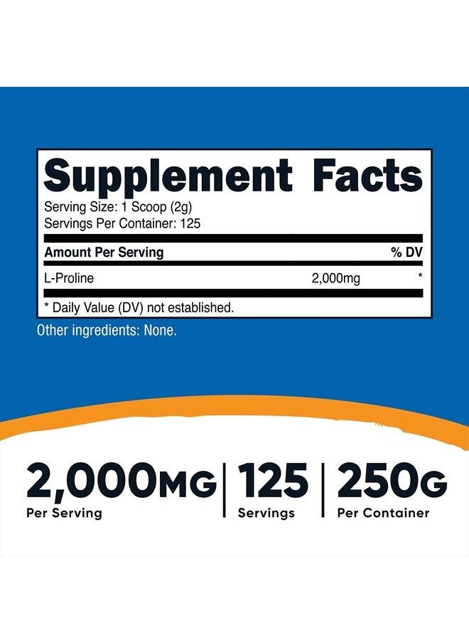 Nutricost - L-Proline Powder 250 Grams - 2,000mg Per Serving, Non-GMO - Image 1