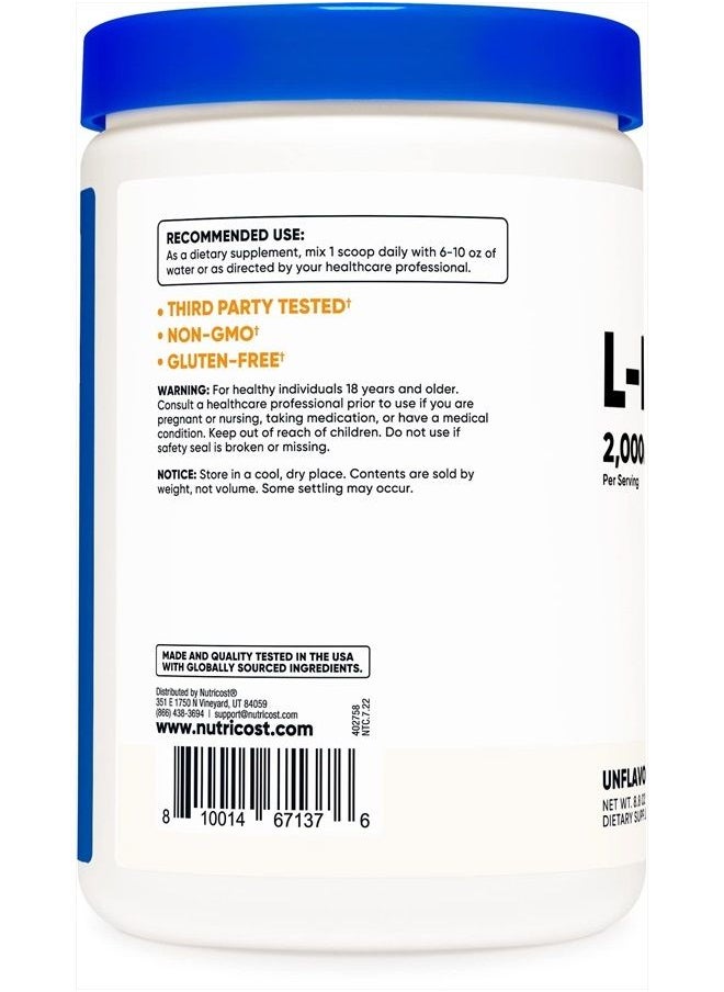 Nutricost - L-Proline Powder 250 Grams - 2,000mg Per Serving, Non-GMO - Image 1