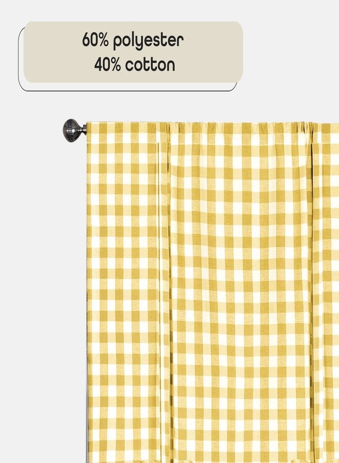 ACHIM Buffalo Check Tieup Window Curtain - 42 Inch Width, 63 Inch Length - Yellow & White Plaid - Light Filtering Farmhouse Country Drapes for Bedroom Living & Dining Room Home Decor - Image 3