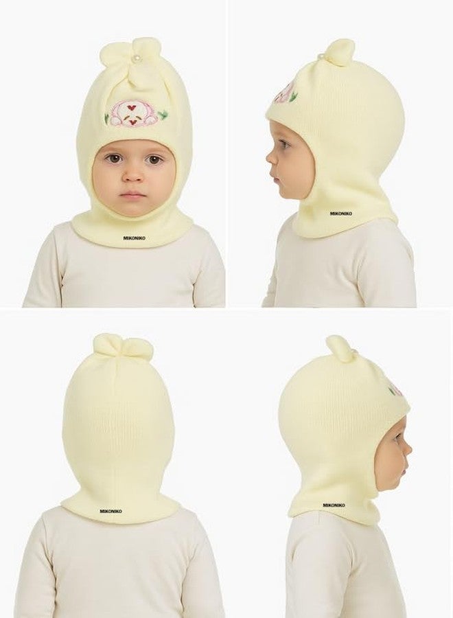 MIKONIKO Unisex Baby Winter Woolen Monkey Cap - Soft & Warm Knit Beanie for Boys & Girls | Full Head & Ear Coverage | Stretchable | Multicolor | Pack of 1 Light Yellow 6-12 Months - Image 5