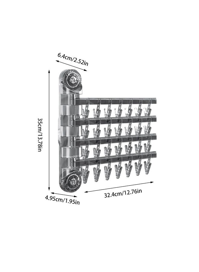Wall Mount Sock Drying Rack, Space-Saving Sock Drying Rack Sock Hangers with Suction Cups Laundry Clips Drip Drying Hanger Laundry Room Sock Drying Rack Wall Mounted Drying Rack for Socks,Baby Clothes - Image 3