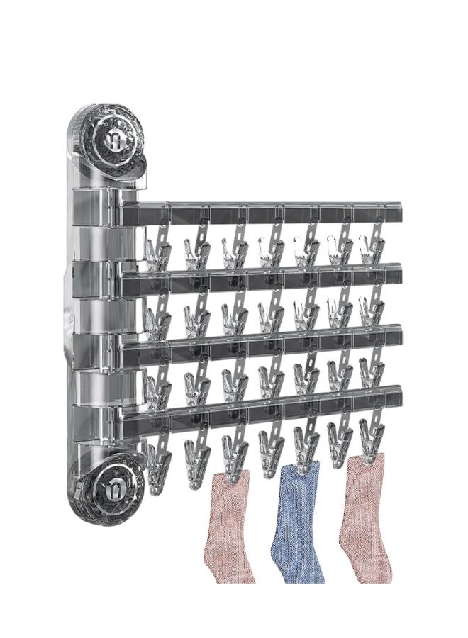 Wall Mount Sock Drying Rack, Space-Saving Sock Drying Rack Sock Hangers with Suction Cups Laundry Clips Drip Drying Hanger Laundry Room Sock Drying Rack Wall Mounted Drying Rack for Socks,Baby Clothes - Image 1