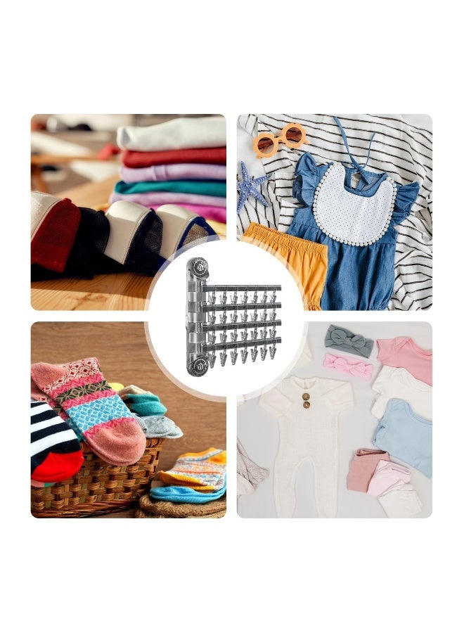 Wall Mount Sock Drying Rack, Space-Saving Sock Drying Rack Sock Hangers with Suction Cups Laundry Clips Drip Drying Hanger Laundry Room Sock Drying Rack Wall Mounted Drying Rack for Socks,Baby Clothes - Image 5