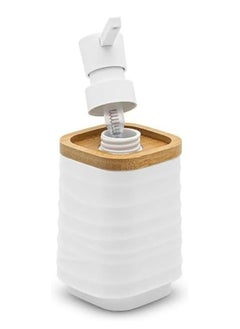 Happy Home Woven Square Soap Dispenser with Bamboo Touch, 280ml, Perfect for Kitchen and Bathroom, Countertop Soap Dispenser 16cm  - Image 3