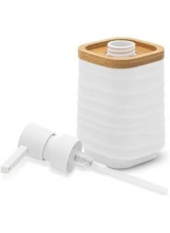 Happy Home Woven Square Soap Dispenser with Bamboo Touch, 280ml, Perfect for Kitchen and Bathroom, Countertop Soap Dispenser 16cm  - Image 2