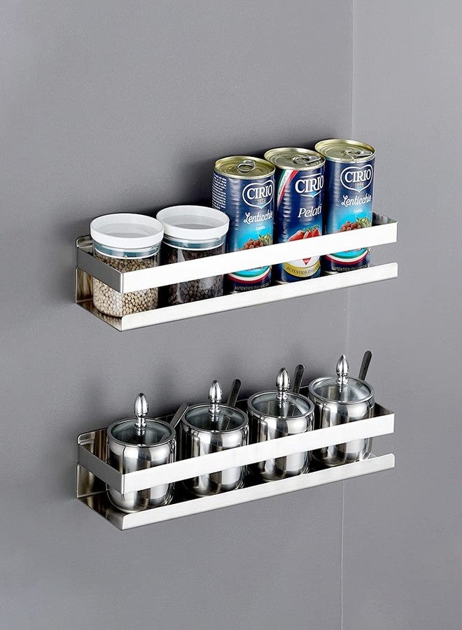 CONRUSER Wall Mounted Spice Rack, Stainless Steel Kitchen Organizer Shelves Hanging Storage Shelf Brushed Steel Seasoning Rack (50CM) - Image 2