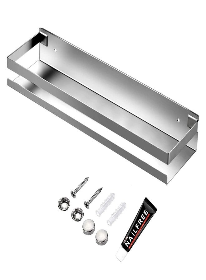 CONRUSER Wall Mounted Spice Rack, Stainless Steel Kitchen Organizer Shelves Hanging Storage Shelf Brushed Steel Seasoning Rack (50CM) - Image 1