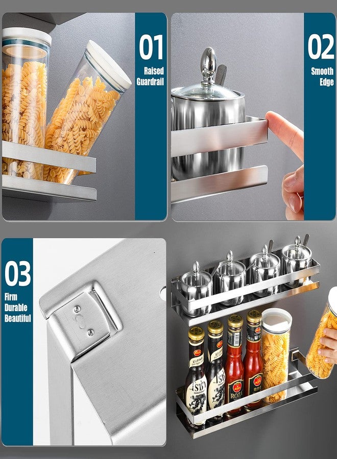 CONRUSER Wall Mounted Spice Rack, Stainless Steel Kitchen Organizer Shelves Hanging Storage Shelf Brushed Steel Seasoning Rack (50CM) - Image 5