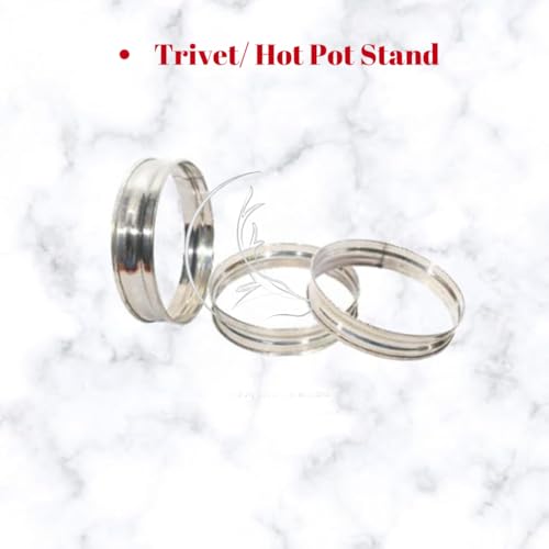 THE COOK HOUSE - Stainless Steel Round Table Ring, Hot Pot Stand, Hot Pan/Heat Resistance Utensil Vessel Holder for Dining/Matka Table, Cooker Steamer Stand, Kitchen Rack - Set of 3 - Image 5